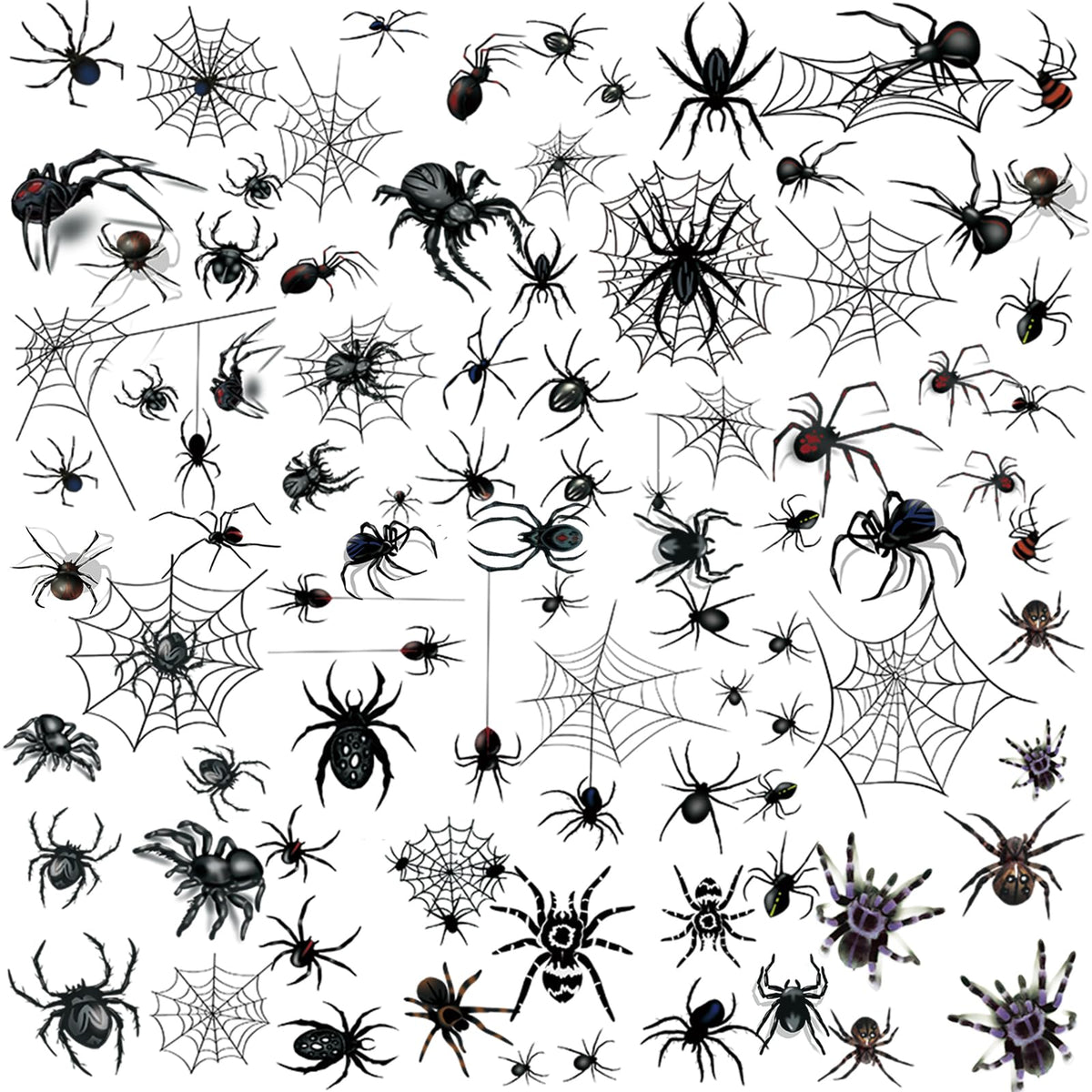 80+ PCS Halloween Spider Web Temporary Tattoos Halloween Makeup Kit for Women Adults Halloween Face Tattoos Realistic 3D Spider Web Fake Tattoos for Kids Halloween Temporary Tattoos