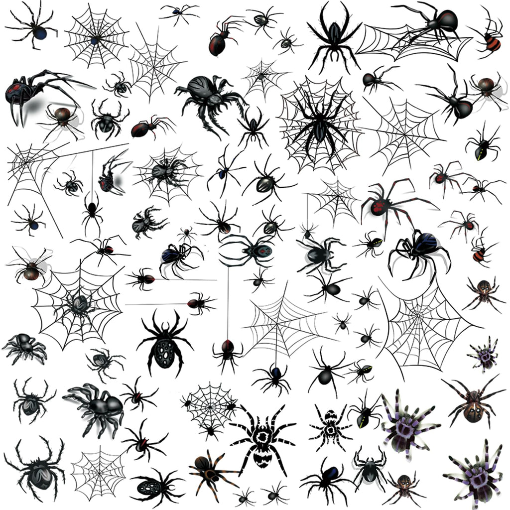 80+ PCS Halloween Spider Web Temporary Tattoos Halloween Makeup Kit for Women Adults Halloween Face Tattoos Realistic 3D Spider Web Fake Tattoos for Kids Halloween Temporary Tattoos