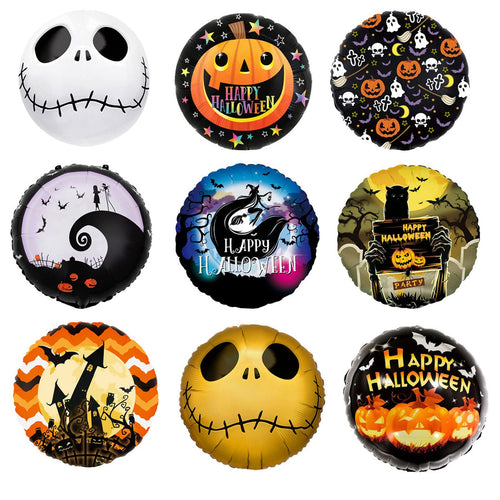 9Pcs Halloween Balloons Decorations Happy Halloween Party Foil Mylar Balloons 18 inch PumpkinGhostSkullMonster Tree Foil Balloons for Halloween Birthday Cosplay Theme Party Decorations
